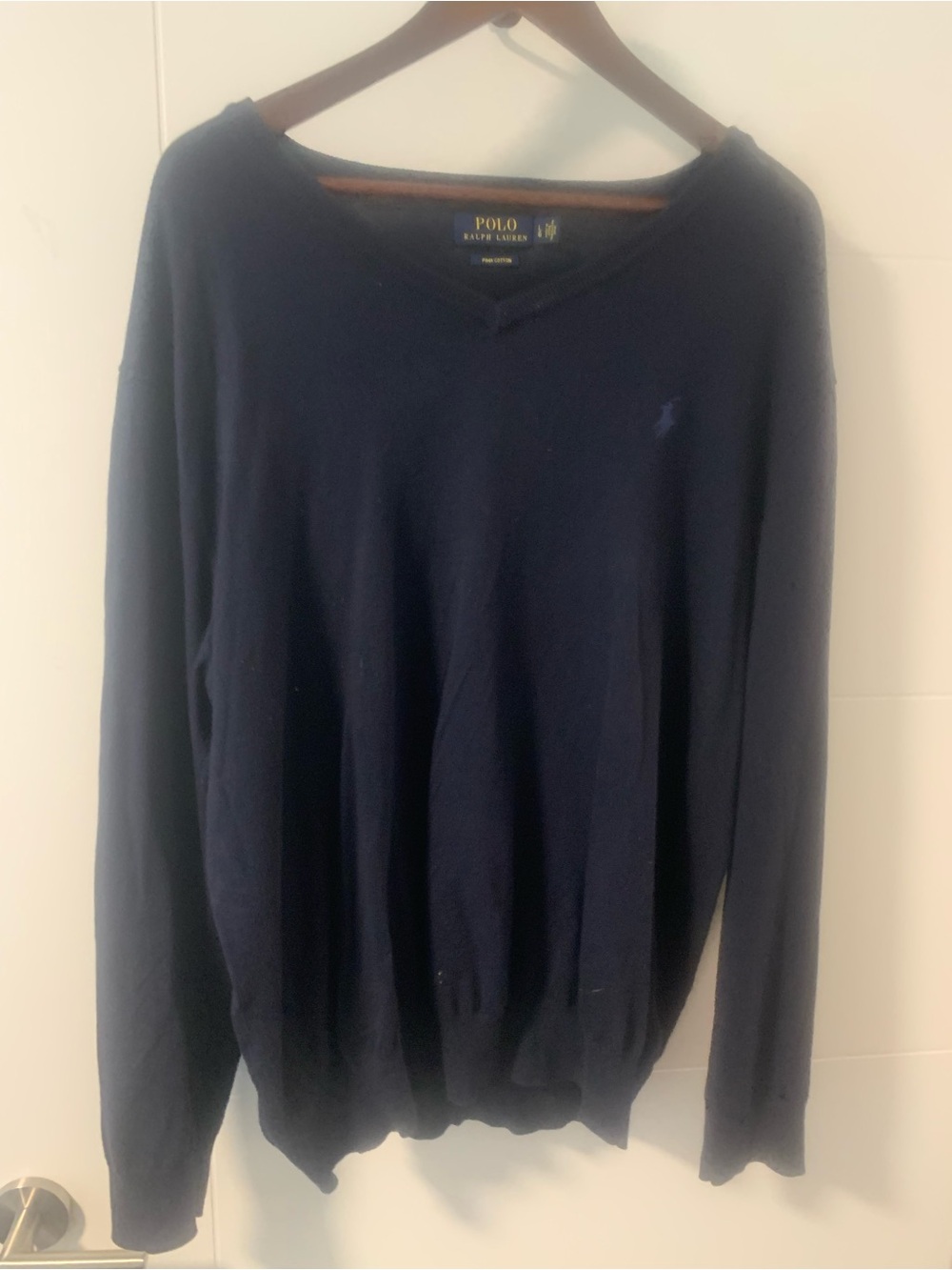 Polo by Ralph Lauren Navy V-Neck Sweater A14